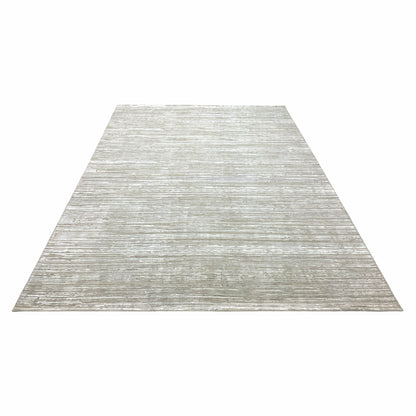 Grey Silk and Wool Modern Textured Handknotted Area Rug