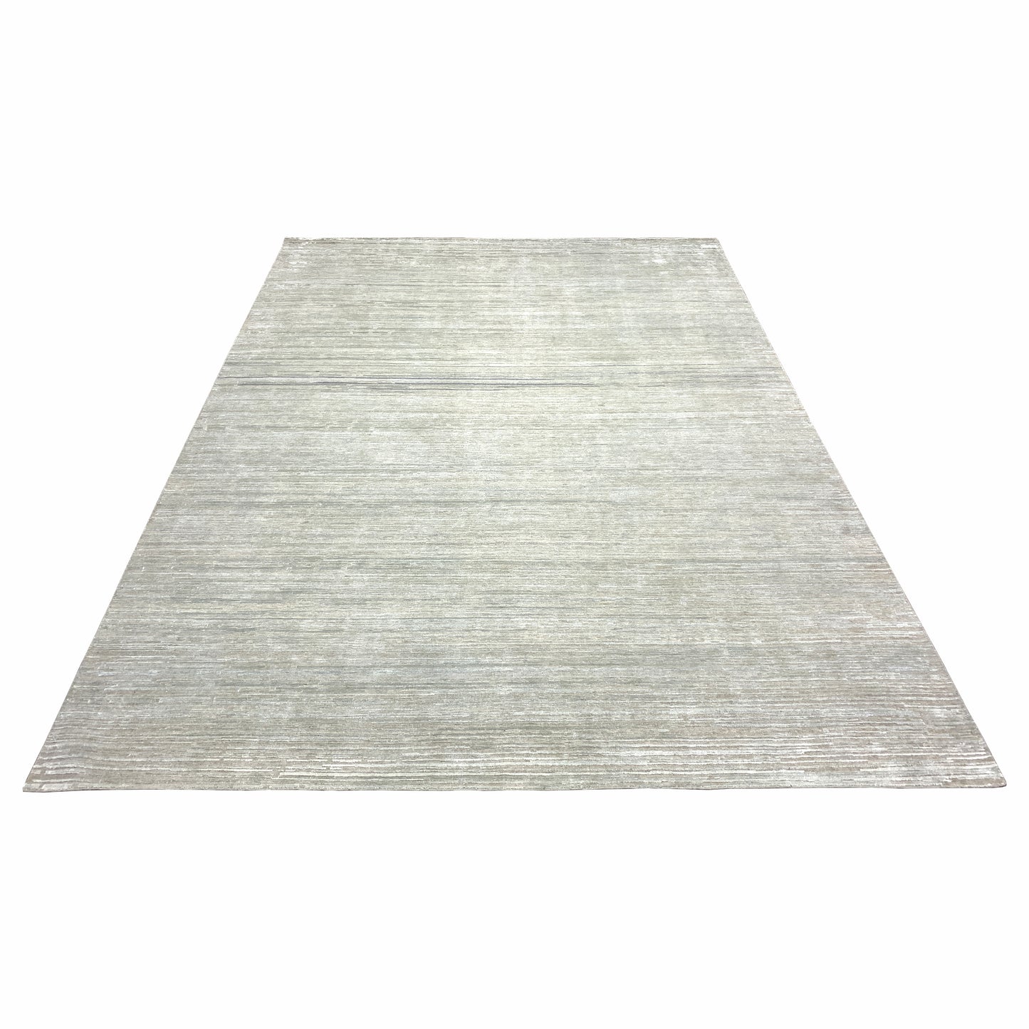 Grey Silk and Wool Modern Textured Handknotted Area Rug