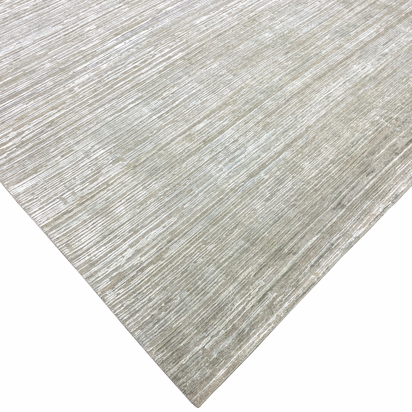 Grey Silk and Wool Modern Textured Handknotted Area Rug