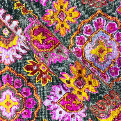 Pink Multy, Sari Silk and Wool Oxidized Transitional Handknotted 7.9x10.1Ft 237x307Cms Area Rug