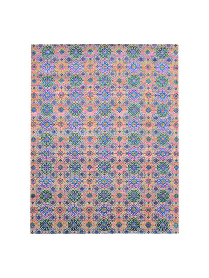 Pink Multy, Sari Silk and Wool Oxidized Transitional Handknotted 7.10x10.4Ft 238x316Cms Area Rug