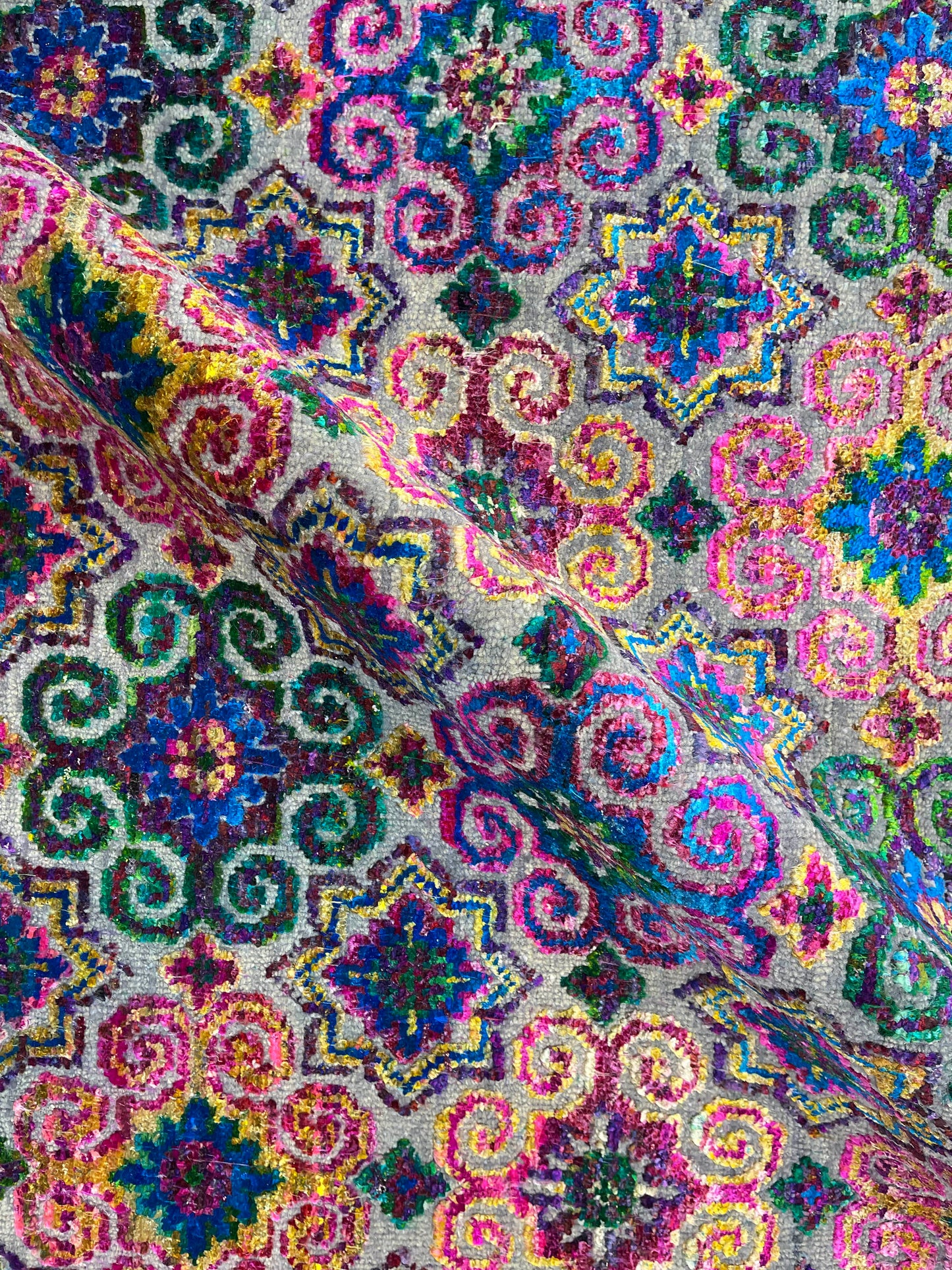 Pink Multy, Sari Silk and Wool Oxidized Transitional Handknotted 7.10x10.4Ft 238x316Cms Area Rug