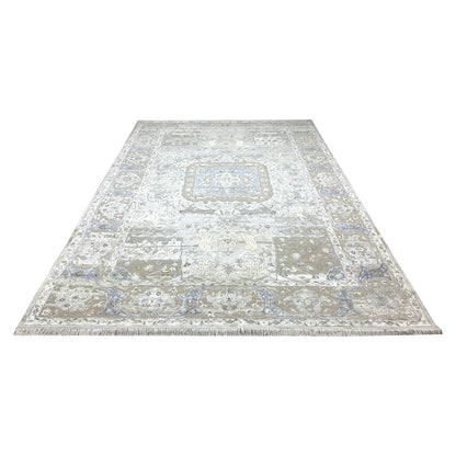 L. Grey, Ivory, Blended Silk Wool Oxidized Transitional Handknotted 10.1x14.2Ft 307x431Cms Area Rug