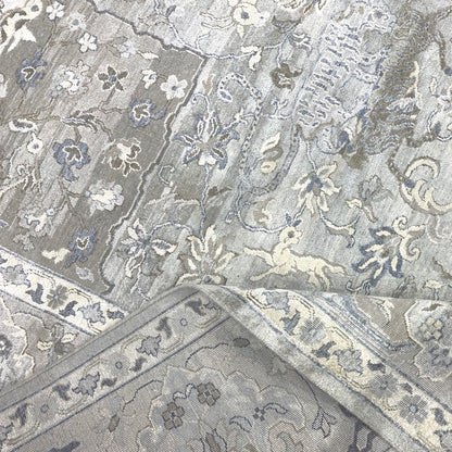 L. Grey, Ivory, Blended Silk Wool Oxidized Transitional Handknotted 10.1x14.2Ft 307x431Cms Area Rug