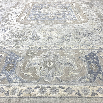 L. Grey, Ivory, Blended Silk Wool Oxidized Transitional Handknotted 10.1x14.2Ft 307x431Cms Area Rug