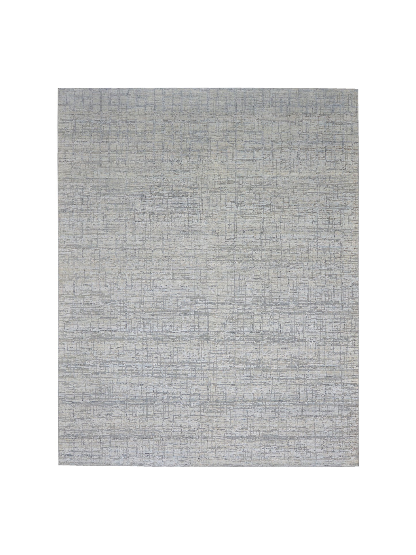 Ivory and Grey, Silk and Wool Oxidized Modern Handknotted 8.0x10.0Ft 245x305Cms Area Rug