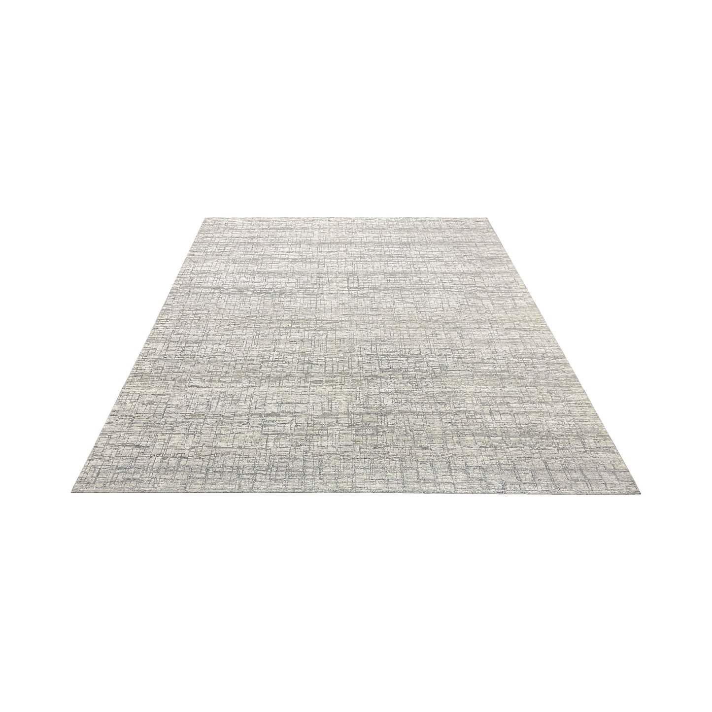 Ivory and Grey, Silk and Wool Oxidized Modern Handknotted 8.0x10.0Ft 245x305Cms Area Rug