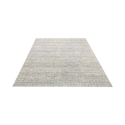 Ivory and Grey, Silk and Wool Oxidized Modern Handknotted 8.0x10.0Ft 245x305Cms Area Rug