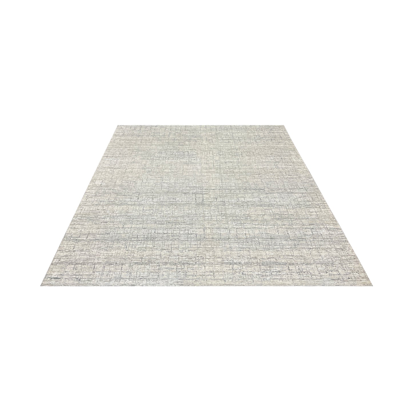 Ivory and Grey, Silk and Wool Oxidized Modern Handknotted 8.0x10.0Ft 245x305Cms Area Rug