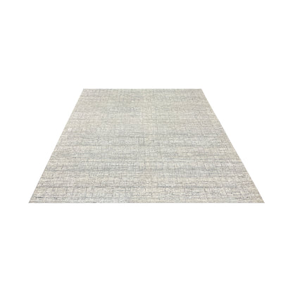 Ivory and Grey, Silk and Wool Oxidized Modern Handknotted 8.0x10.0Ft 245x305Cms Area Rug