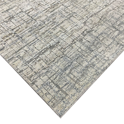 Ivory and Grey, Silk and Wool Oxidized Modern Handknotted 8.0x10.0Ft 245x305Cms Area Rug