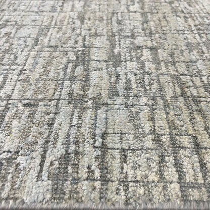 Ivory and Grey, Silk and Wool Oxidized Modern Handknotted 8.0x10.0Ft 245x305Cms Area Rug