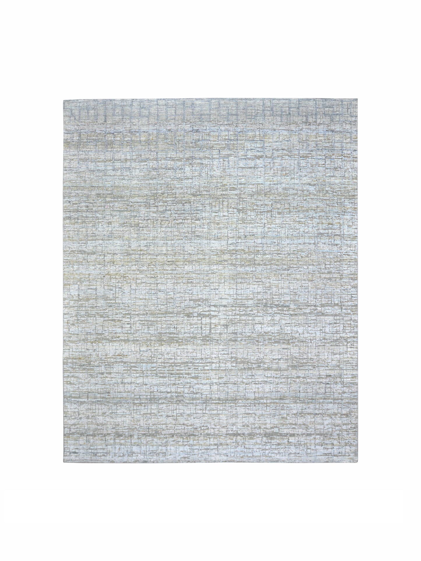 Ivory and Grey, Silk and Wool Oxidized Modern Handknotted 8.0x10.0Ft 245x305Cms Area Rug