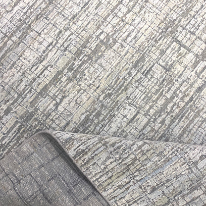 Ivory and Grey, Silk and Wool Oxidized Modern Handknotted 8.0x10.0Ft 245x305Cms Area Rug