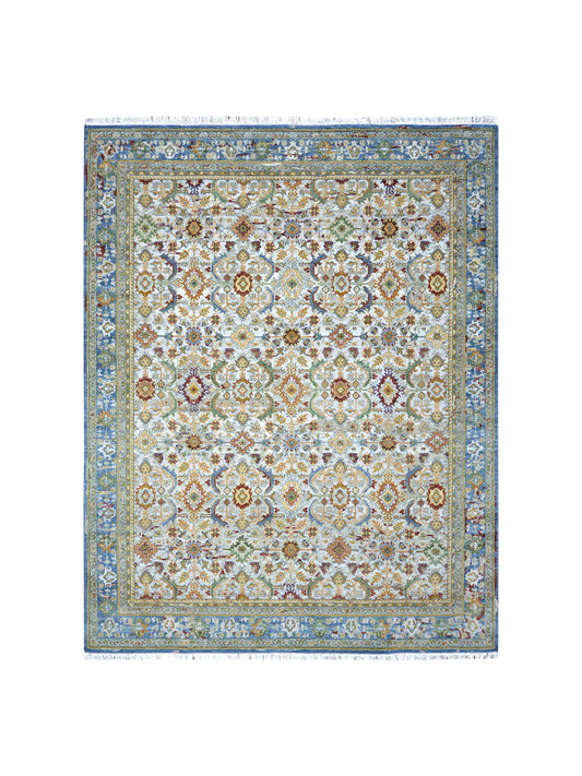 Blue and Multy Pure Wool Traditional Handknotted Area Rug