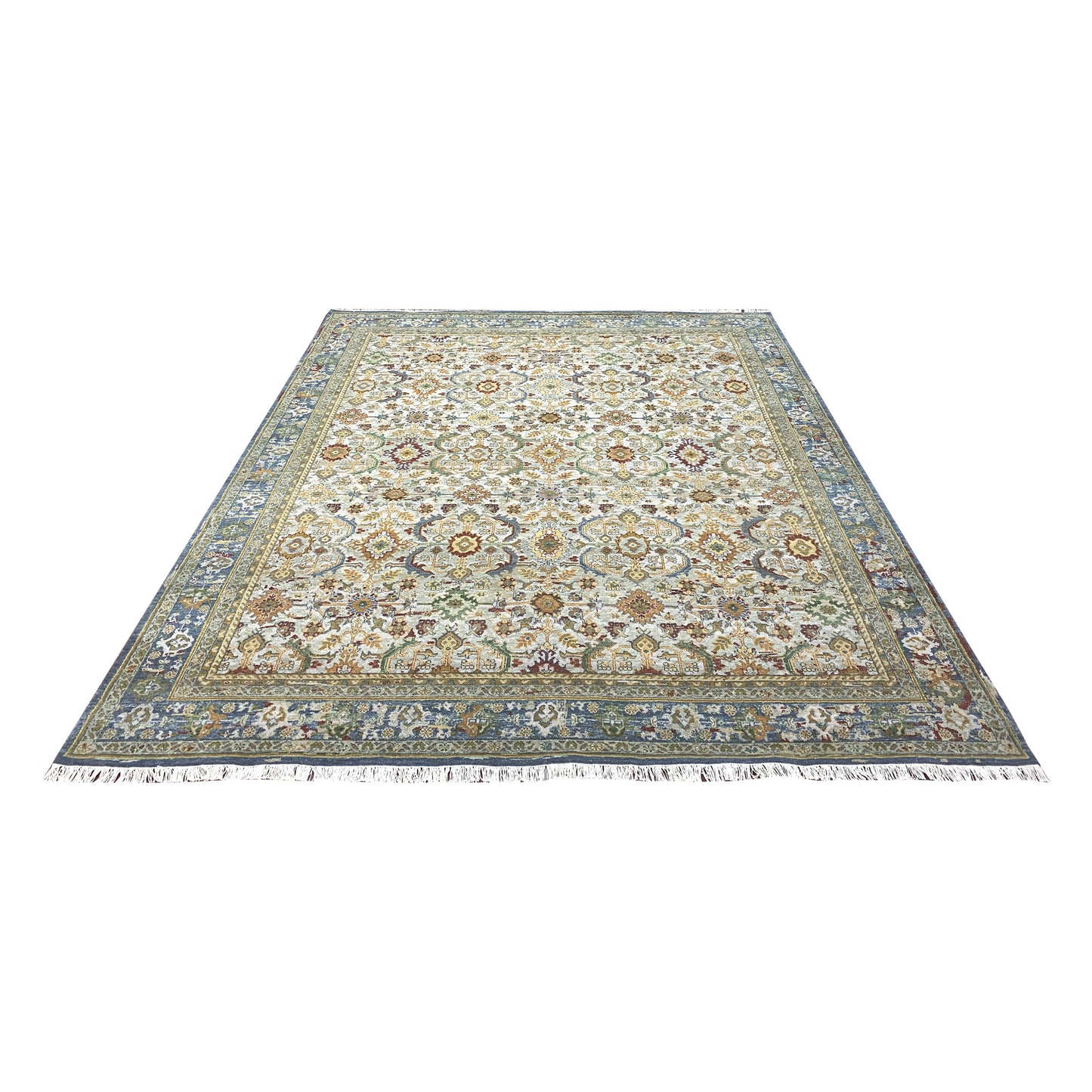 Blue and Multy Pure Wool Traditional Handknotted Area Rug