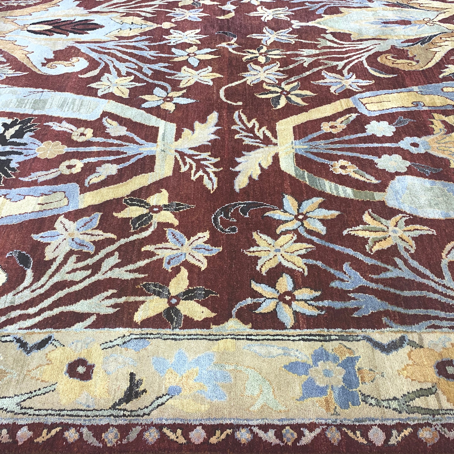 One of a Kind Red and Gold Blended Silk Traditional Bidjar Handknotted Area Rug