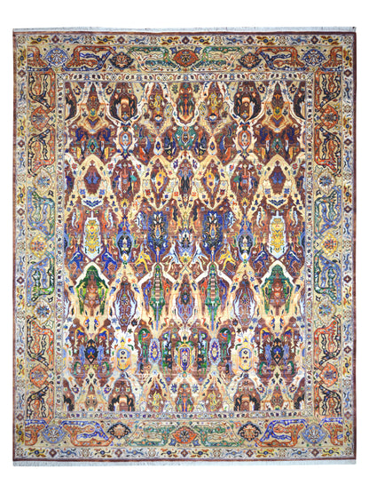 Gold Multy, Pure Silk and Sari Silk Persian Transitional Handknotted 11.11x15.1Ft 361x459Cms Area Rug