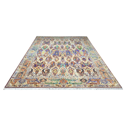 Gold Multy, Pure Silk and Sari Silk Persian Transitional Handknotted 11.11x15.1Ft 361x459Cms Area Rug