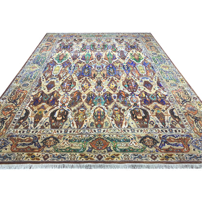 Gold Multy, Pure Silk and Sari Silk Persian Transitional Handknotted 11.11x15.1Ft 361x459Cms Area Rug