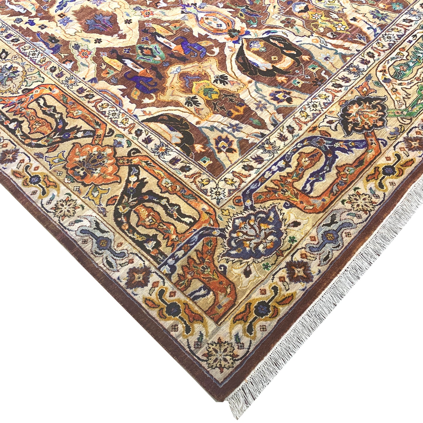 Gold Multy, Pure Silk and Sari Silk Persian Transitional Handknotted 11.11x15.1Ft 361x459Cms Area Rug