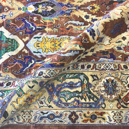Gold Multy, Pure Silk and Sari Silk Persian Transitional Handknotted 11.11x15.1Ft 361x459Cms Area Rug