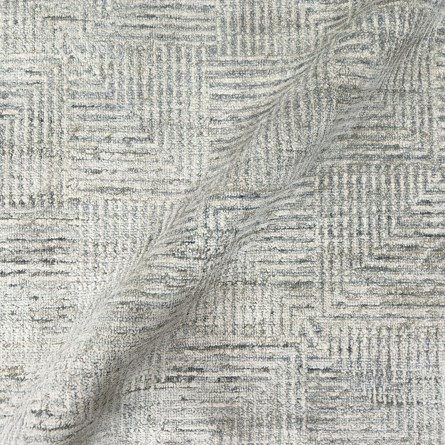 Grey and Silver Silk and Wool Modern Pattern Handknotted Area Rug