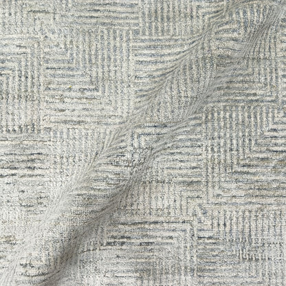 Grey and Silver Silk and Wool Modern Pattern Handknotted 4.2x9.10Ft 127x300Cms Area Rug