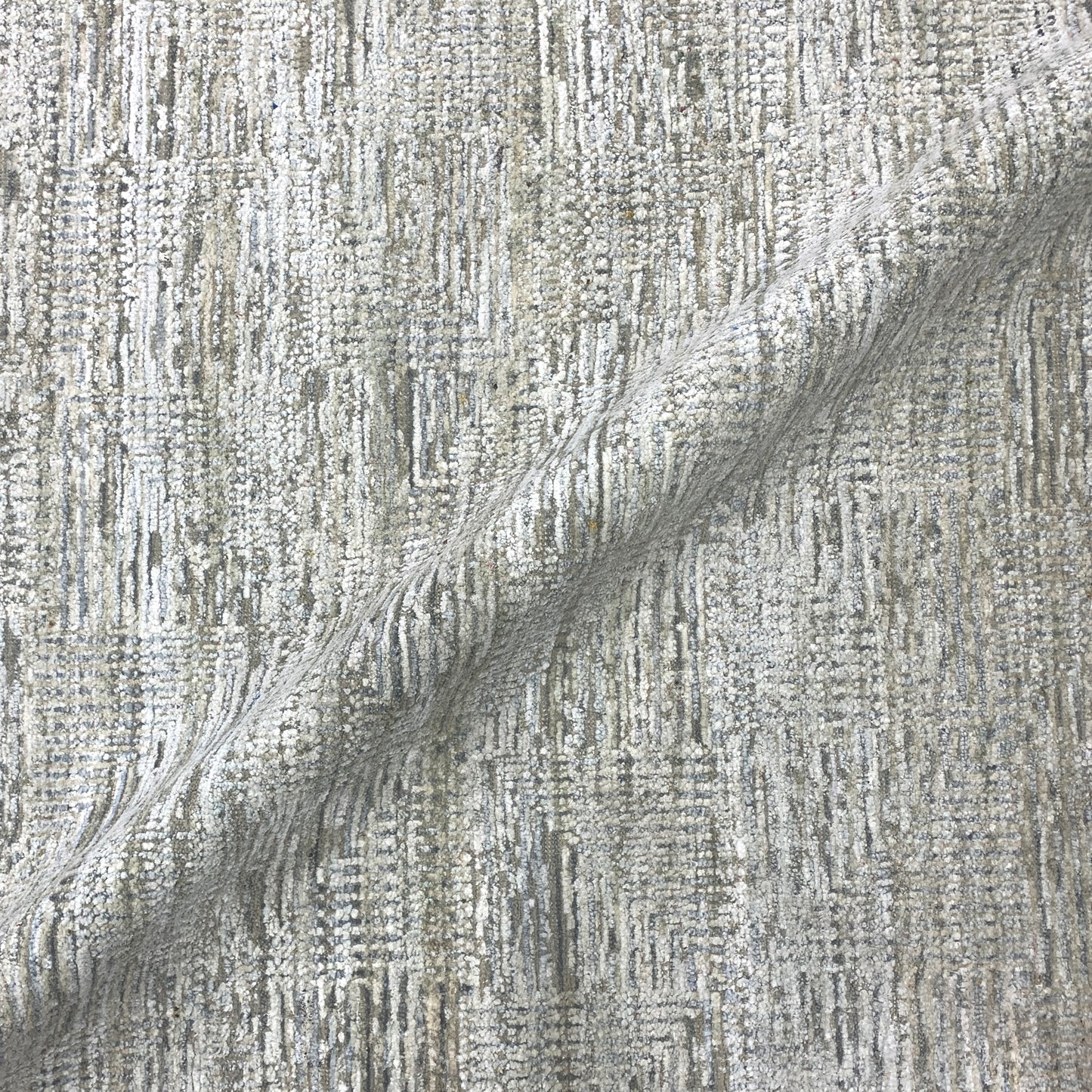 Grey and Silver Silk and Wool Modern Pattern Handknotted Area Rug