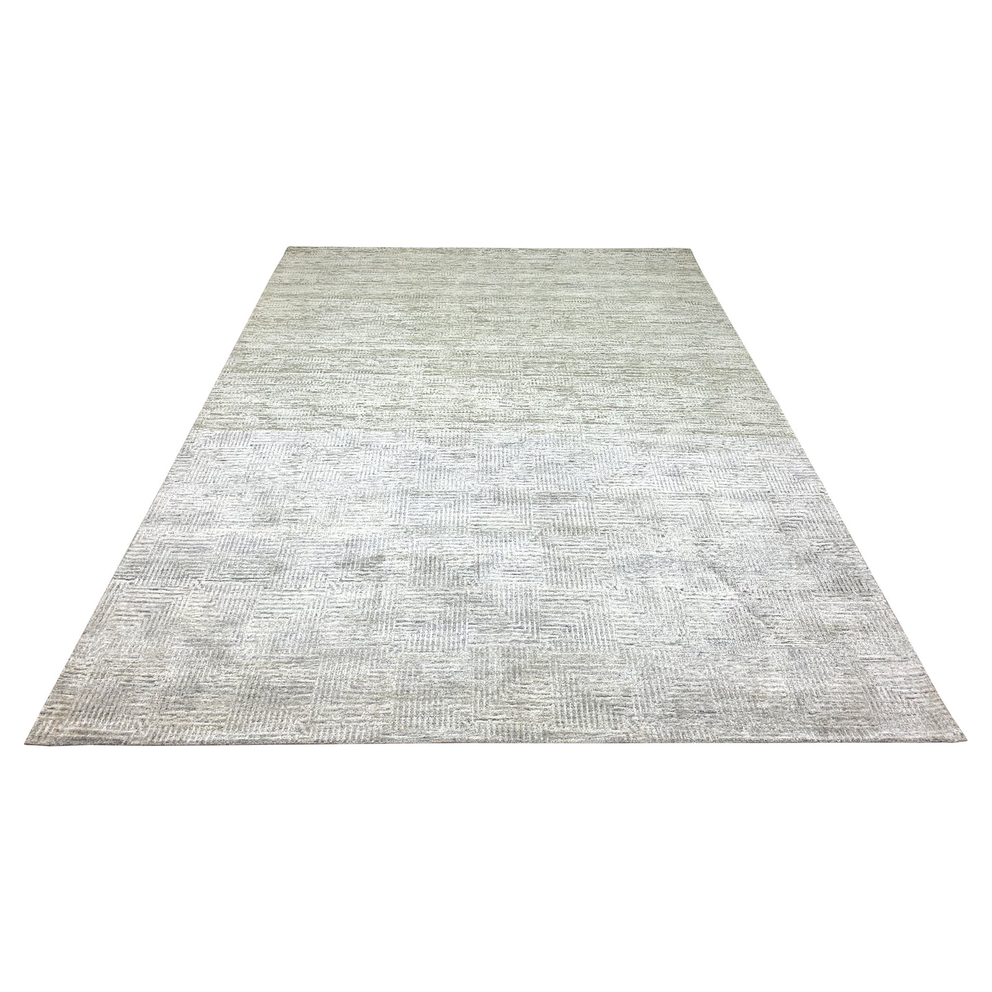 Grey and Silver Silk Wool Modern Pattern Handknotted Area Rug