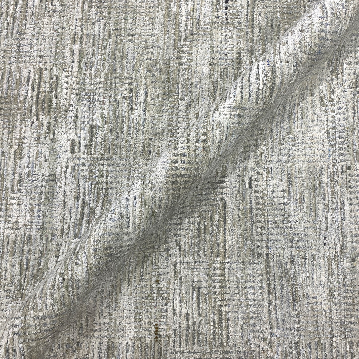 Grey and Silver Silk Wool Modern Pattern Handknotted Area Rug