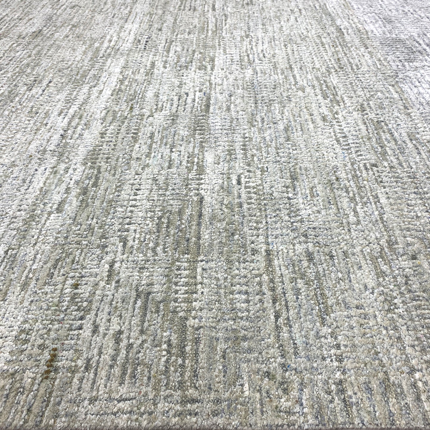 Grey and Silver Silk Wool Modern Pattern Handknotted Area Rug