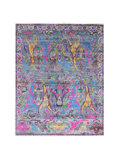 Multy Sari Silk, Silk Wool Oxidized Transitional Handknotted 7.11x10.1Ft 240x338Cms Area Rug