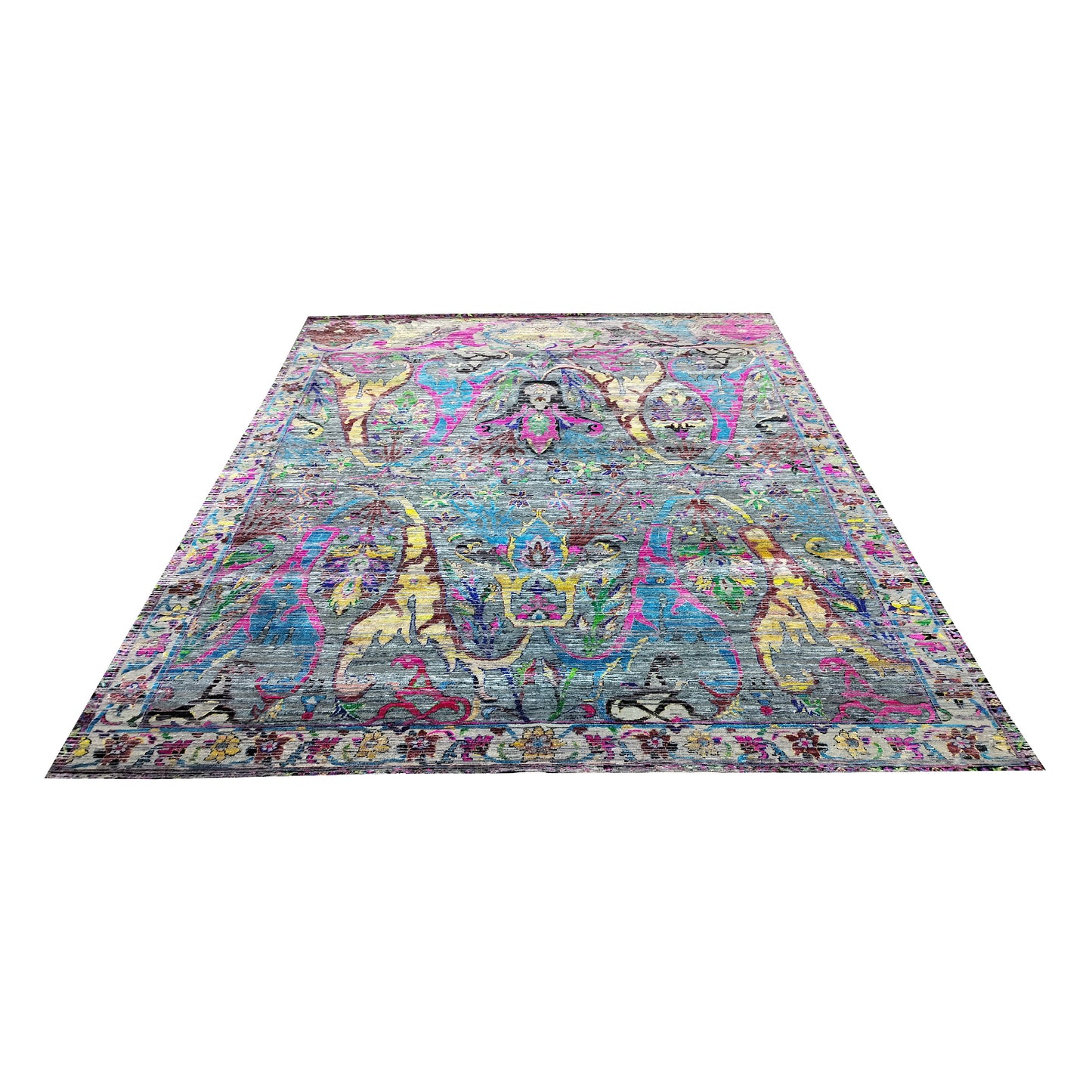 Multy Sari Silk, Silk Wool Oxidized Transitional Handknotted 7.11x10.1Ft 240x338Cms Area Rug