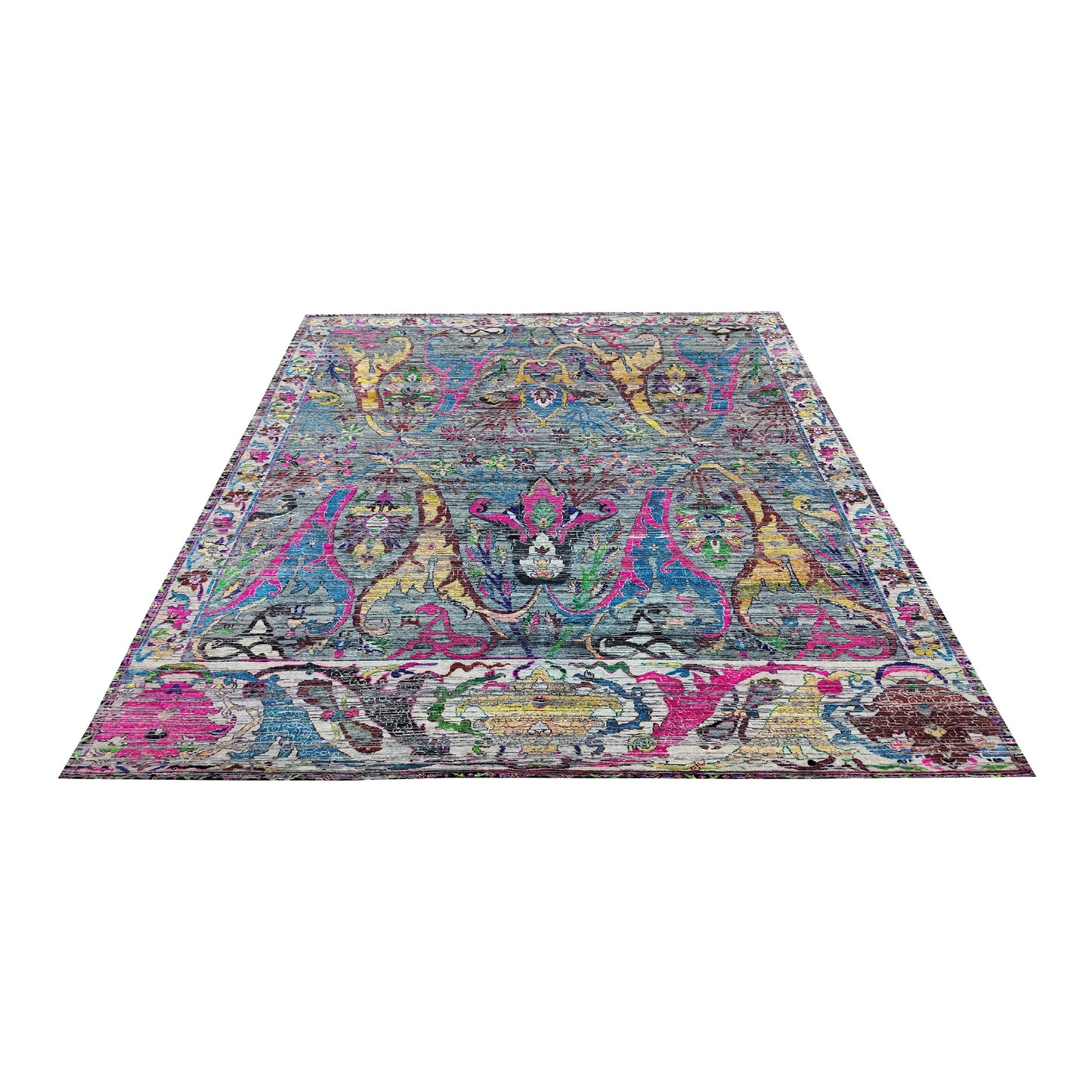 Multy Sari Silk, Silk Wool Oxidized Transitional Handknotted 7.11x10.1Ft 240x338Cms Area Rug