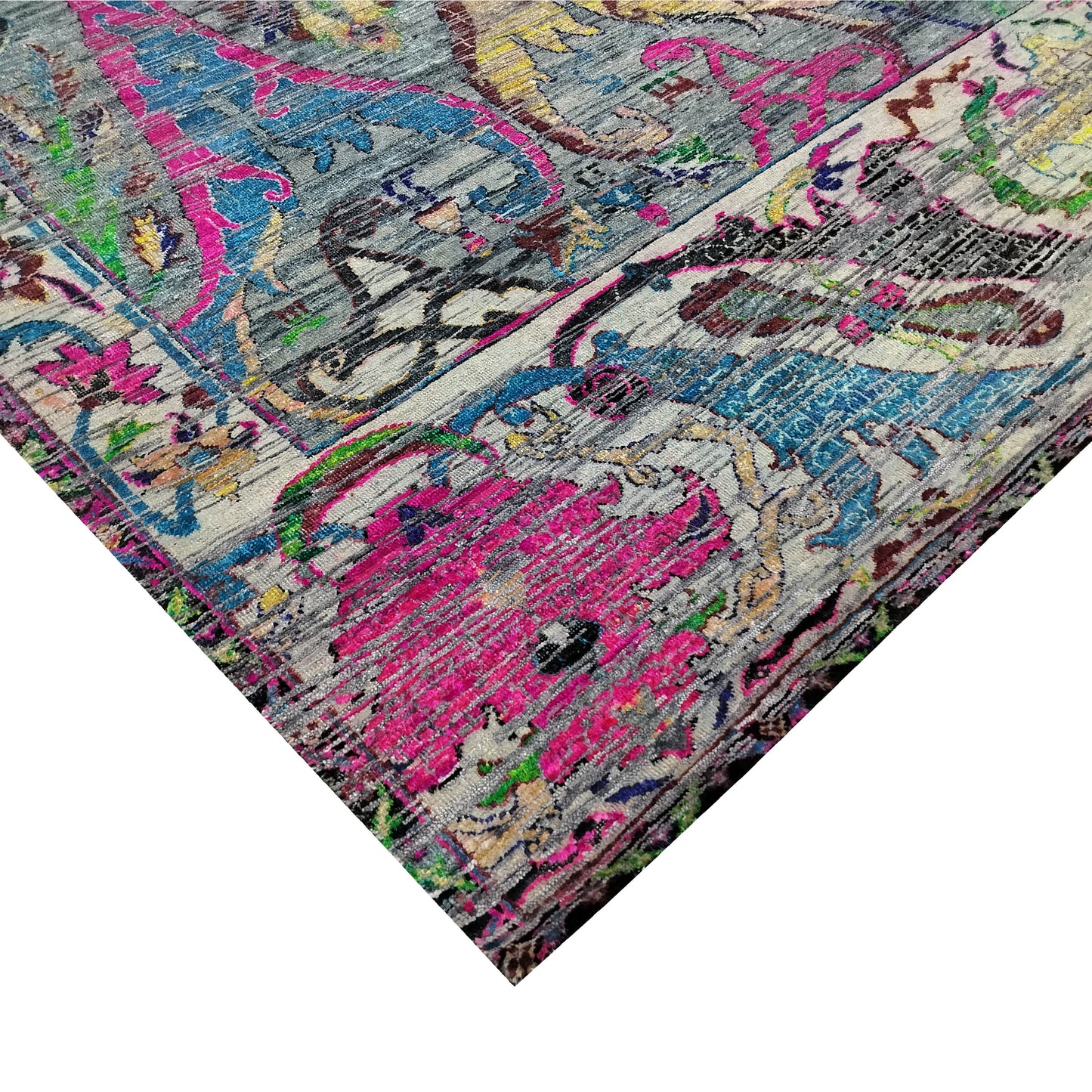 Multy Sari Silk, Silk Wool Oxidized Transitional Handknotted 7.11x10.1Ft 240x338Cms Area Rug