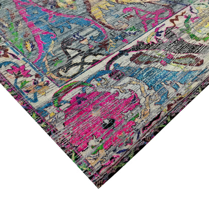 Multy Sari Silk, Silk Wool Oxidized Transitional Handknotted 7.11x10.1Ft 240x338Cms Area Rug