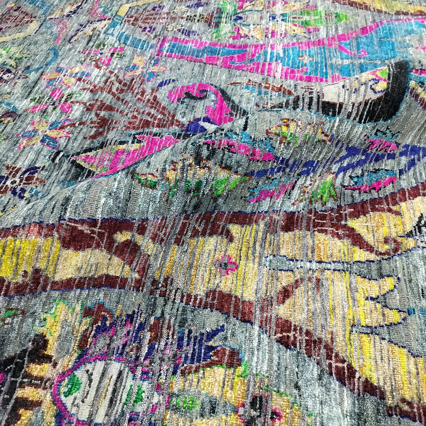 Multy Sari Silk, Silk Wool Oxidized Transitional Handknotted 7.11x10.1Ft 240x338Cms Area Rug