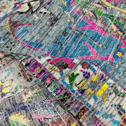 Multy Sari Silk, Silk Wool Oxidized Transitional Handknotted 7.11x10.1Ft 240x338Cms Area Rug