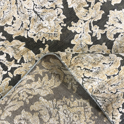 Grey and Gold, Silk and Wool Oxidized Assorted Transitional Handknotted 7.11x8.0Ft 243x245Cms Area Rug