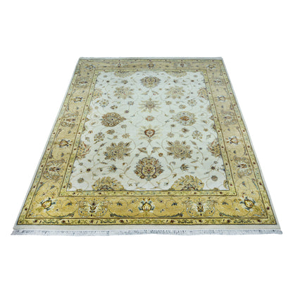 Get trendy with Mughal Darbar Ivory Beige and Camel Traditional Pure Wool Handknotted Area Rug - Traditional Rugs available at Jaipur Oriental Rugs. Grab yours for $3330.00 today!