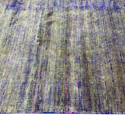 Blue Pure Sari Silk Handknotted Modern Area Rug