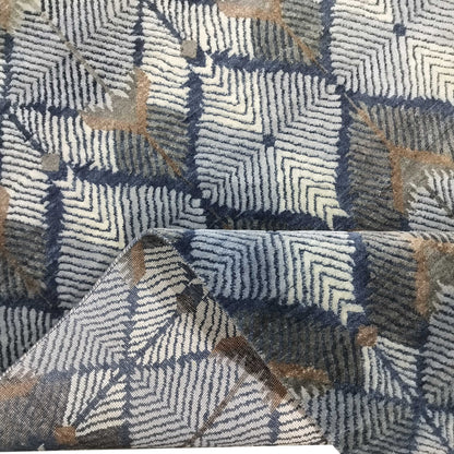 Blue and Brown, Pure Wool Carved Pile Modern Handknotted 9.0x12.0Ft 275x365Cms Area Rug