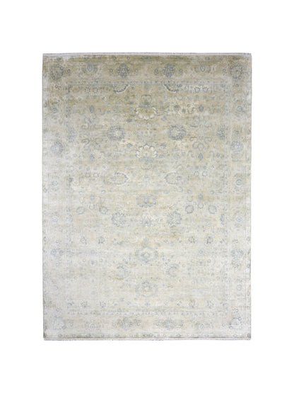 Ivory Grey, Blended Silk Transitional Persian Handknotted 8.11x12.0Ft 269x365Cms Area Rug