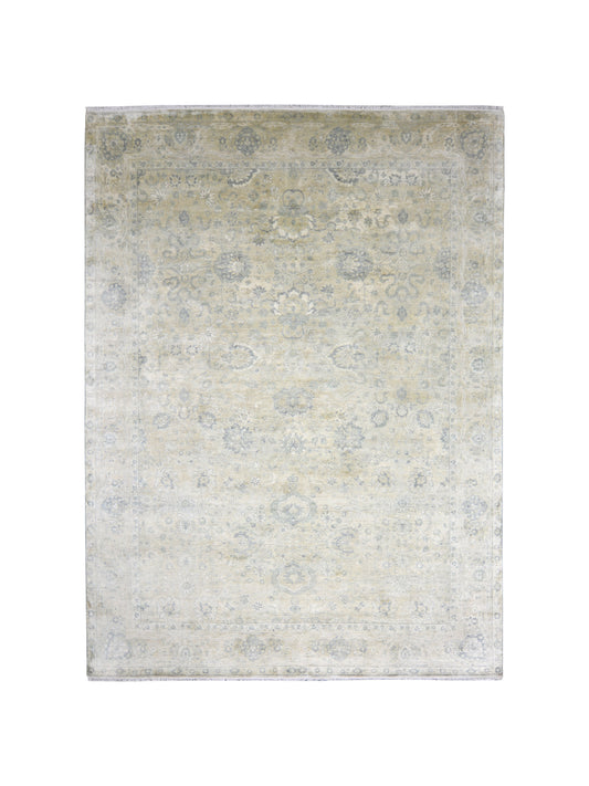 Ivory Grey, Blended Silk Transitional Persian Handknotted 8.11x12.0Ft 269x365Cms Area Rug
