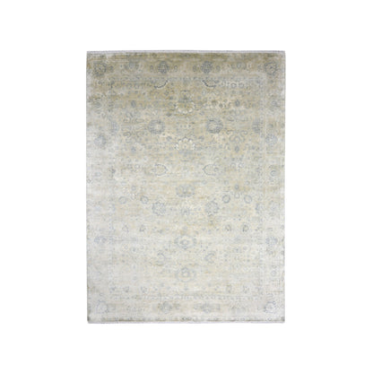 Ivory Grey, Blended Silk Transitional Persian Handknotted 8.11x12.0Ft 269x365Cms Area Rug