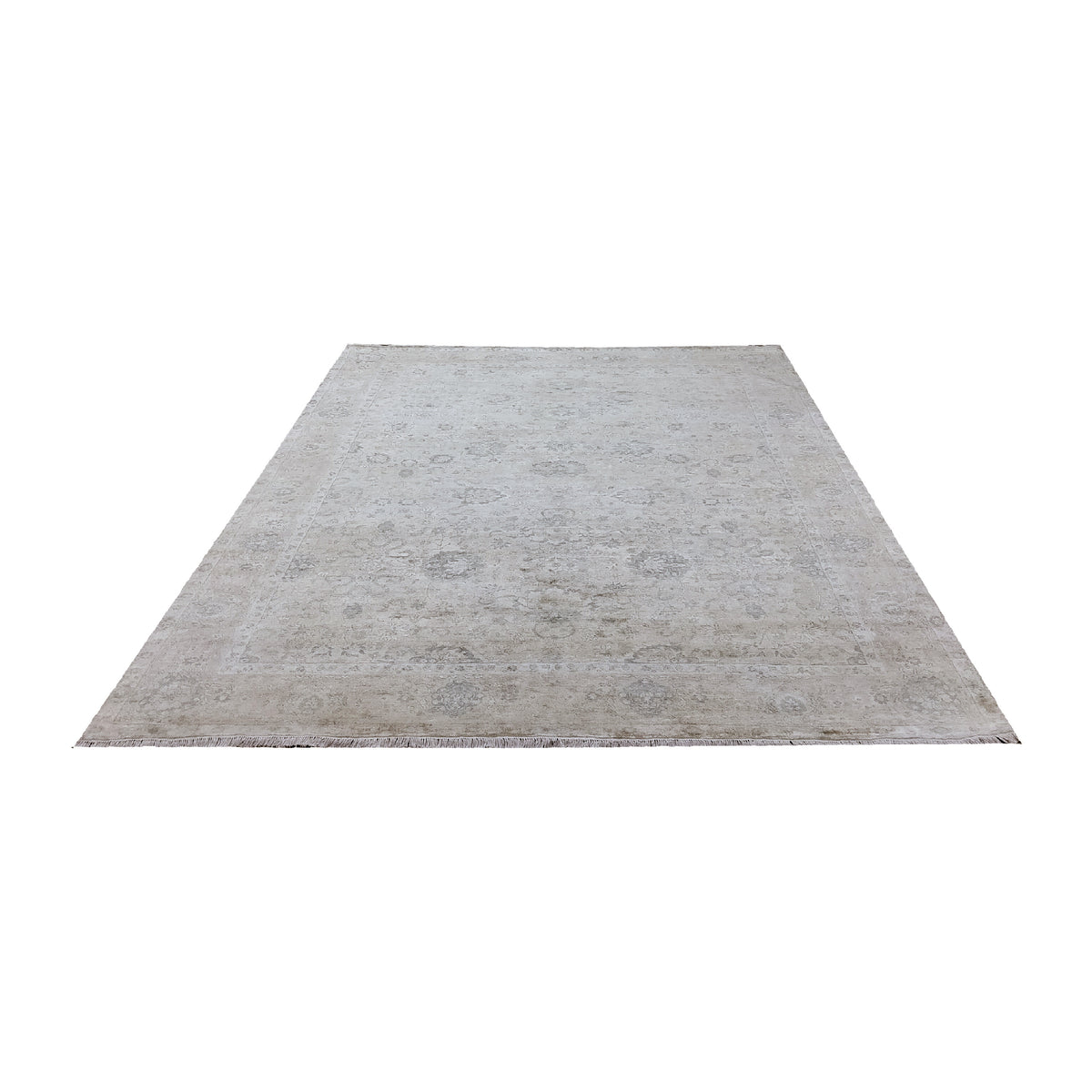 Ivory Grey, Blended Silk Transitional Persian Handknotted 8.11x12.0Ft 269x365Cms Area Rug