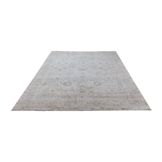 Ivory Grey, Blended Silk Transitional Persian Handknotted 8.11x12.0Ft 269x365Cms Area Rug
