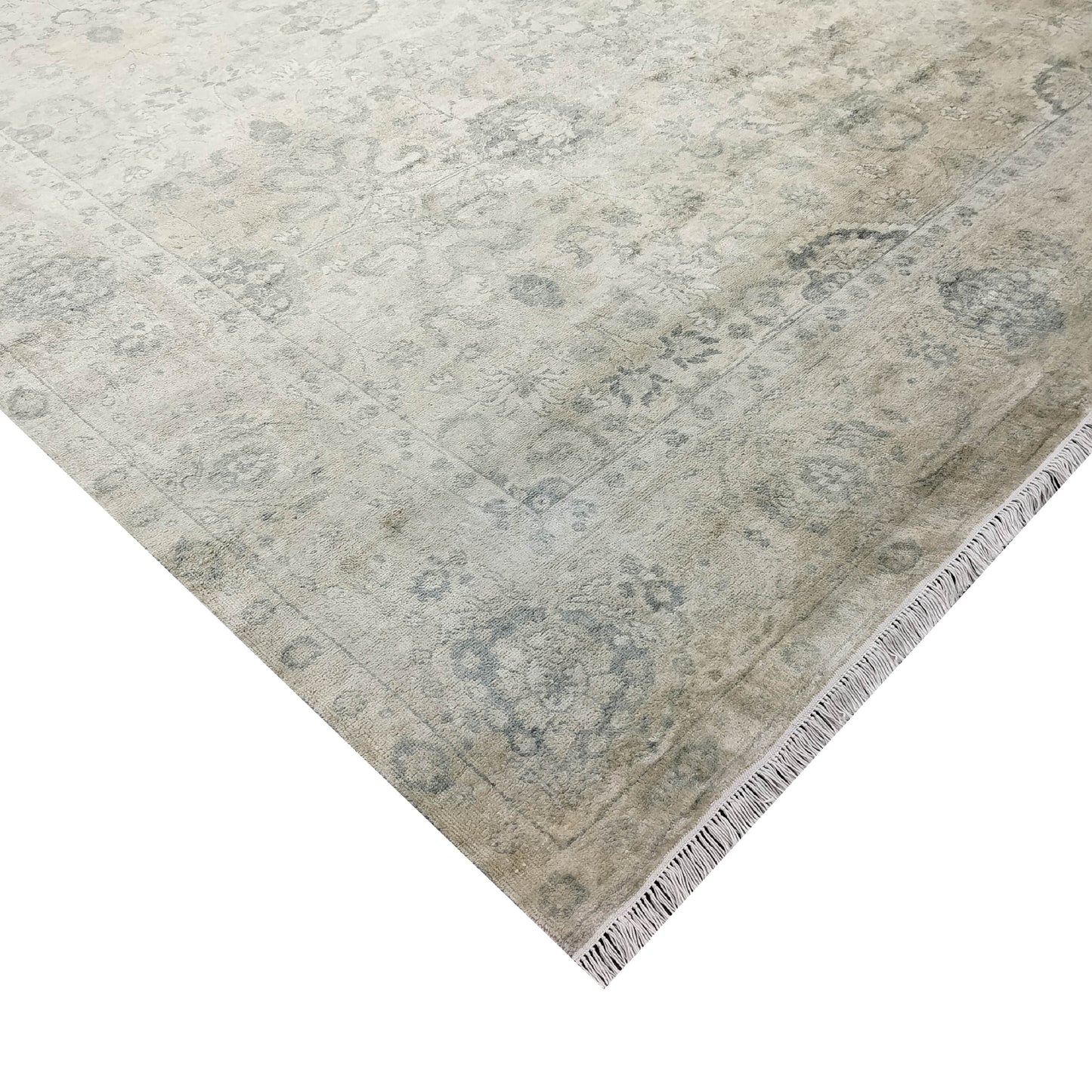 Ivory Grey, Blended Silk Transitional Persian Handknotted 8.11x12.0Ft 269x365Cms Area Rug