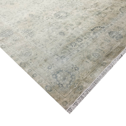 Ivory Grey, Blended Silk Transitional Persian Handknotted 8.11x12.0Ft 269x365Cms Area Rug